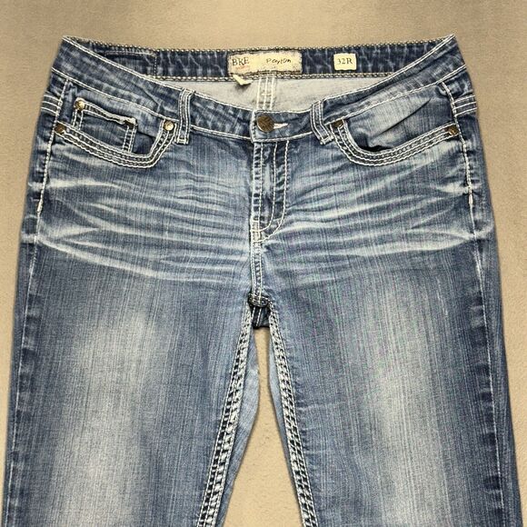 BKE Payton Jeans Womens 32x30 Low Boot Stretch Ripped Western Medium Wash Denim - Picture 3 of 15